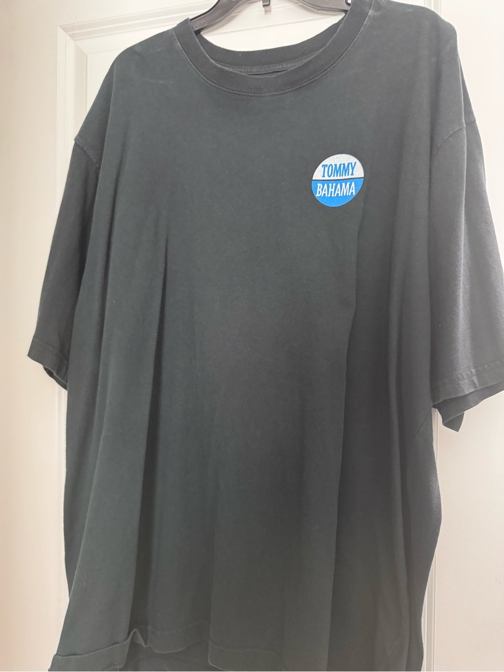 Tommy Bahama Black Short‑Sleeve Crew T‑Shirt with Blue & White Chest Logo